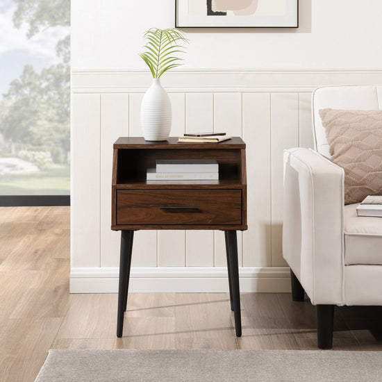 Walker Edison 18" 1-Drawer Contemporary Side Table with Open Storage - lily & onyx