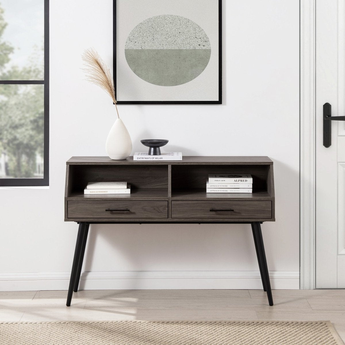 Walker Edison 44" Contemporary 2-Drawer Entry Table - lily & onyx