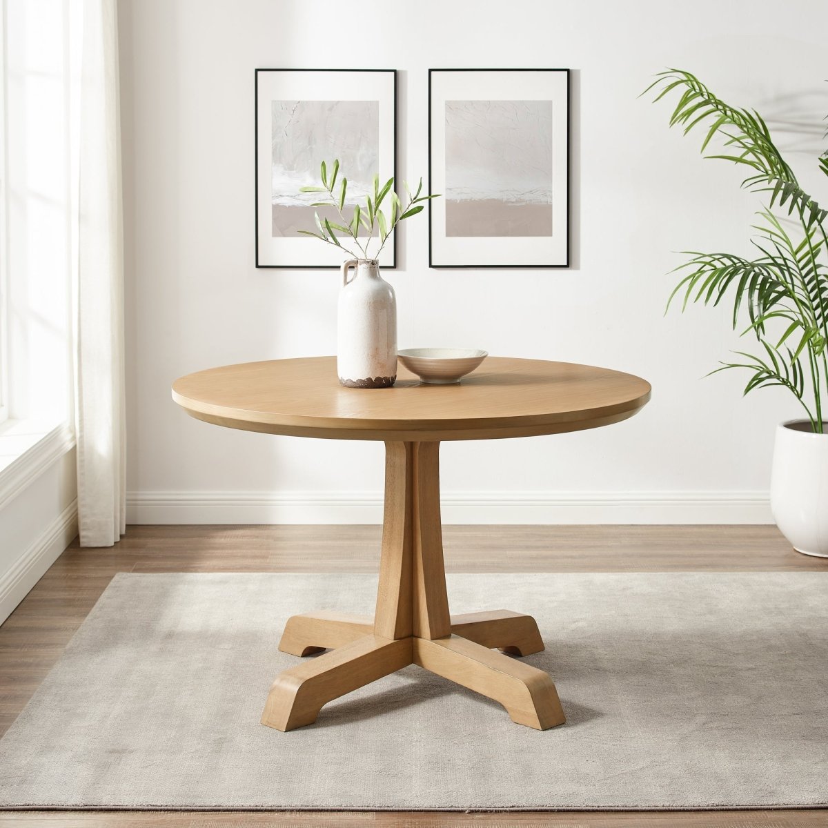 Walker Edison 48" Round Dining Table with Pedestal Base - lily & onyx