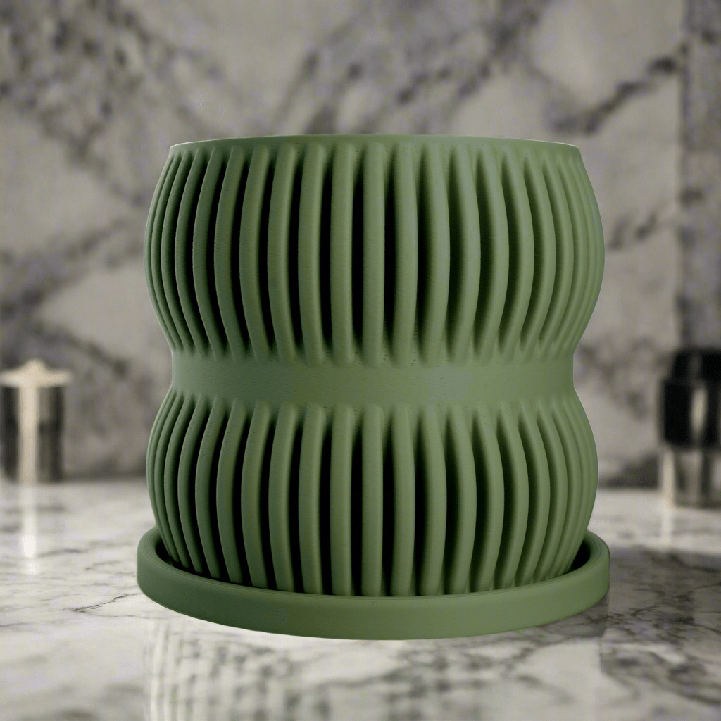 ribbed planter pot Aureus Planter with Drainage - Stylish Planter in Multiple Colors, Lightweight & Durable for Modern Home and Garden Decor Terracotta / 8 Inch