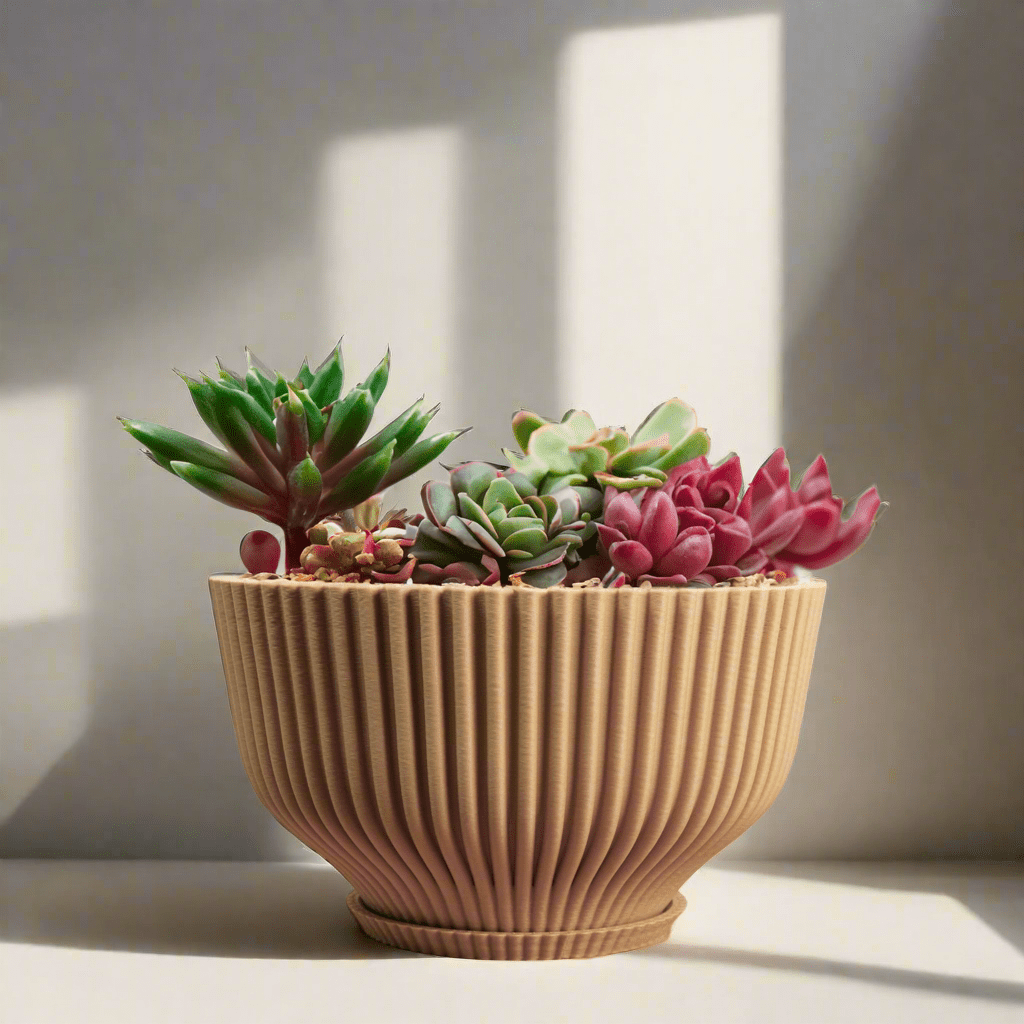 Bonsai Pot with Drainage & Tray Mustard / 8 Inch + Drip Tray