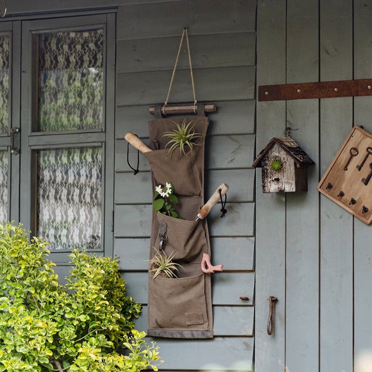 RusticReach Brown Canvas Hanging Wall Storage for Garden Tools - lily & onyx