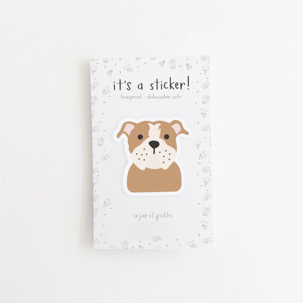 A Jar of Pickles English Bulldog Vinyl Sticker