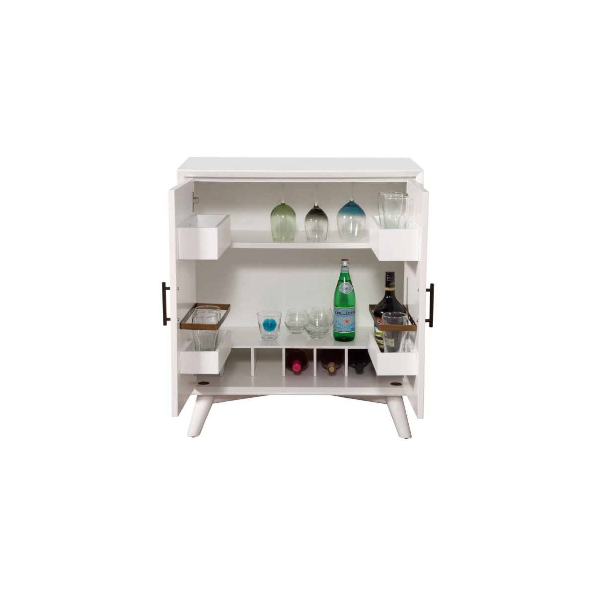Alpine Furniture Flynn Small Bar Cabinet, White - lily & onyx