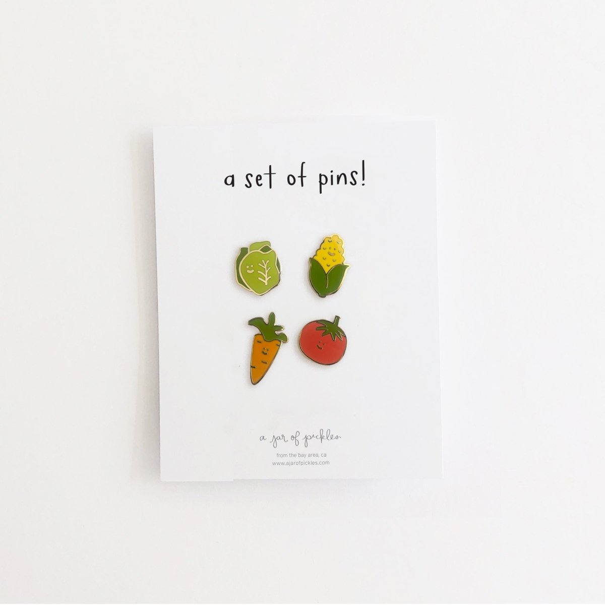 A Jar of Pickles Garden Veggie Pin, Set of 4