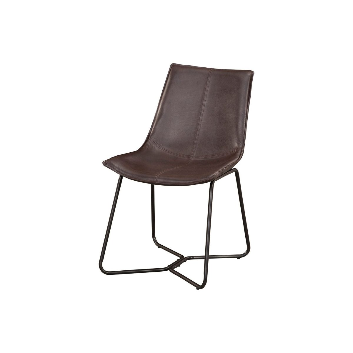 Alpine Furniture Live Edge Leather Chairs, Dark Brown - lily & onyx