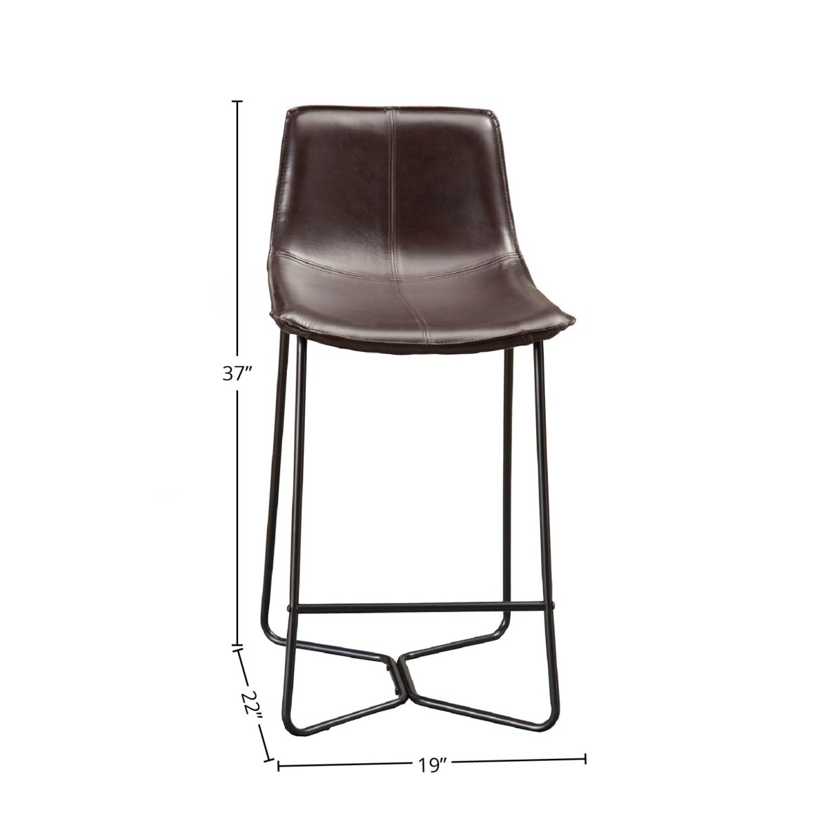 Alpine Furniture Live Edge Leather Pub Chairs, Dark Brown - lily & onyx