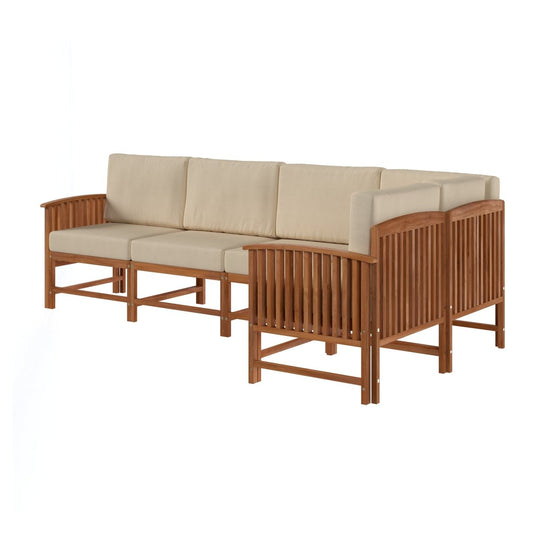Walker Edison Midland Modern Solid Wood 5-Piece Outdoor Sectional Set - lily & onyx