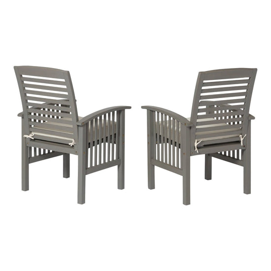 Walker Edison Midland Outdoor Patio Chairs with Cushions, Grey Wash - Set of 2 - lily & onyx