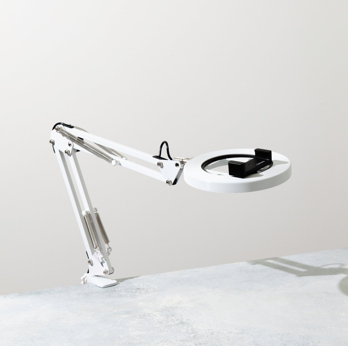 CANVAS MINI White Canvas Lamp with Desk Clamp