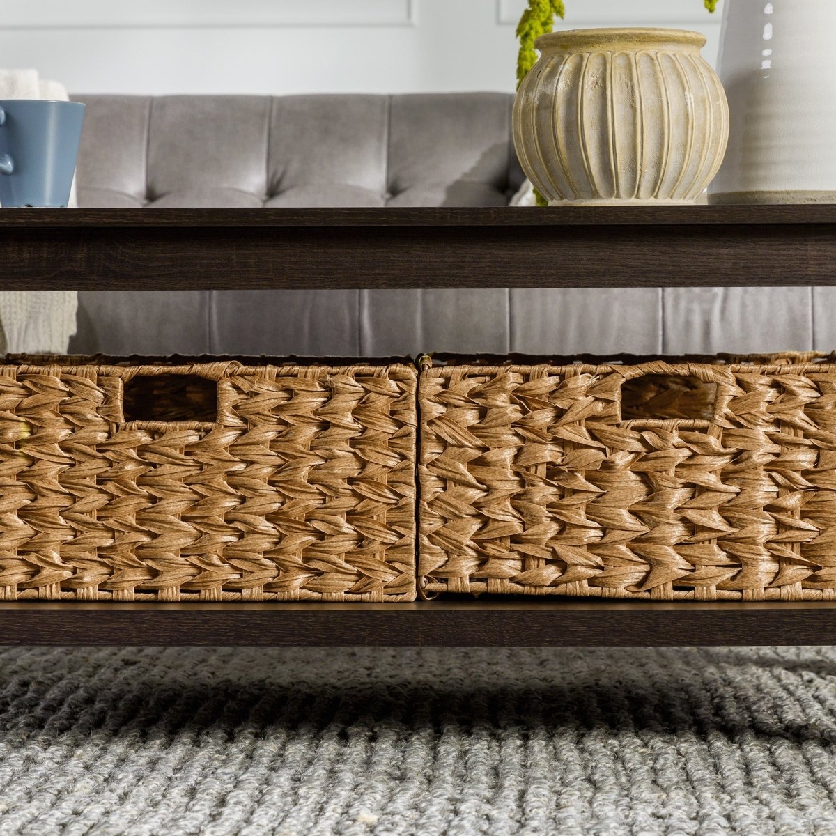 Walker Edison Mission Storage Coffee Table with Baskets - lily & onyx