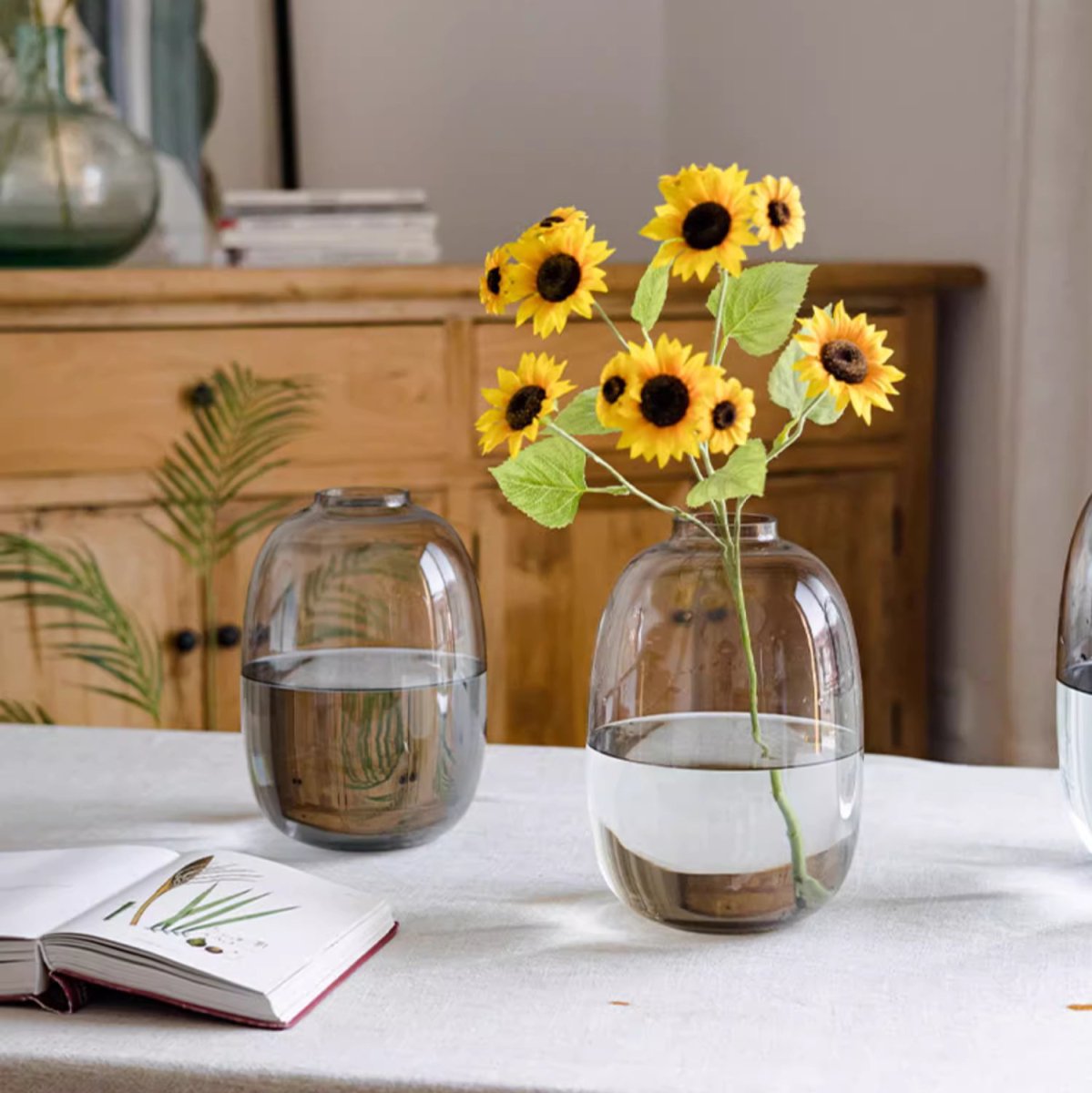 RusticReach Modern Handblown Clear Glass Vase - lily & onyx