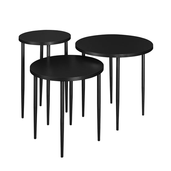 Walker Edison Modern Round Nesting Coffee Tables with Tapered Legs, Set of 3 - lily & onyx