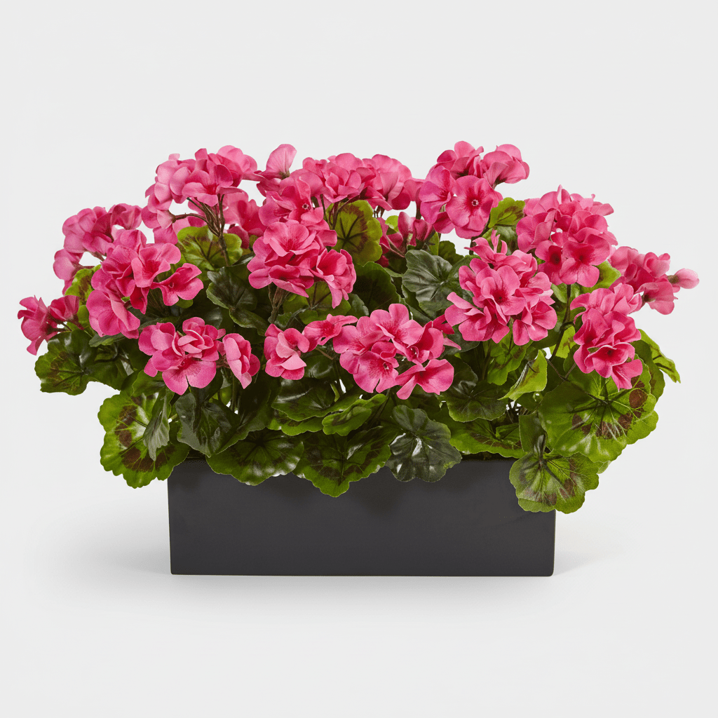 indoor uv planter Nearly Natural Geranium Artificial Plant in Rectangular Planter, UV Resistant (Indoor/Outdoor), Beauty