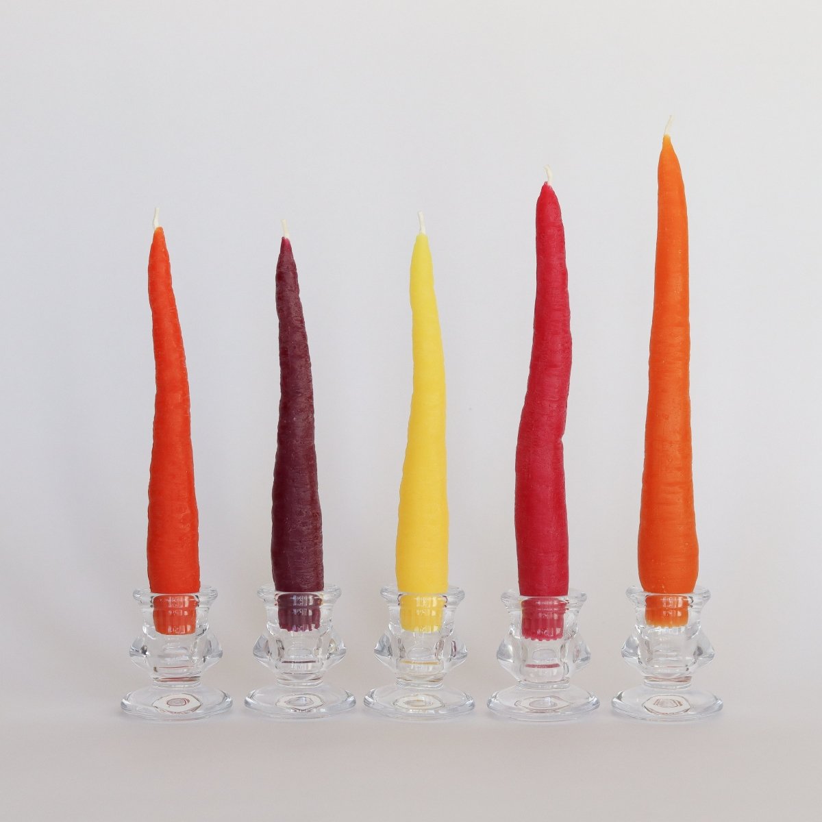 Happy Organics Rainbow Carrot Beeswax Taper Candle - Set of 5