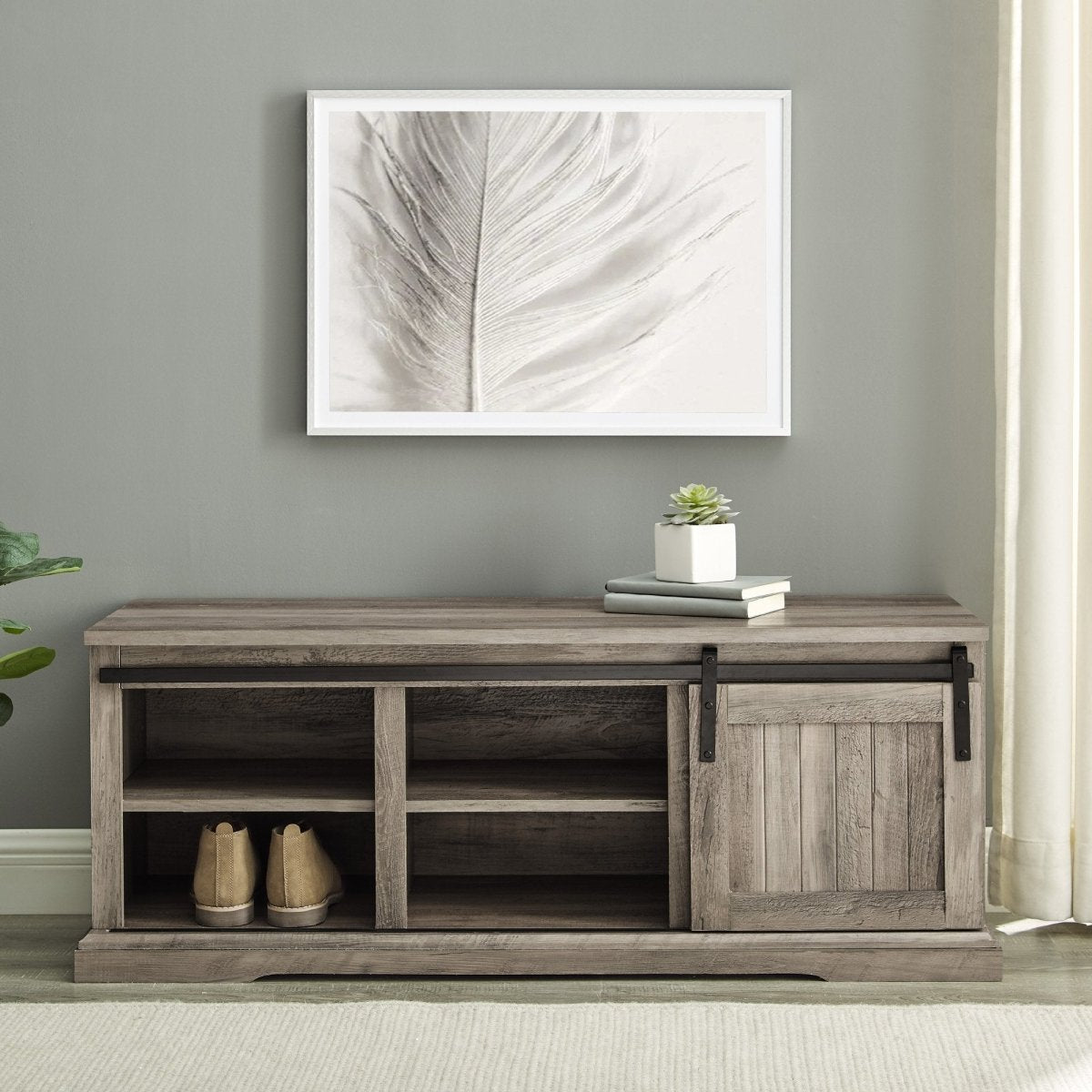 Walker Edison Sliding Grooved Door Entry Bench - lily & onyx