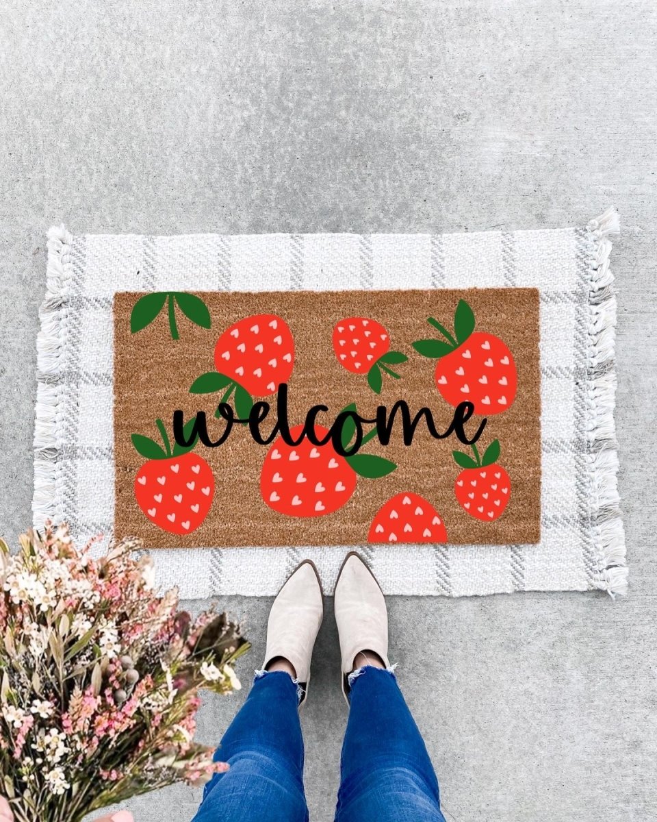 The Doormat Co. Strawberry Doormat | Welcome - lily & onyx