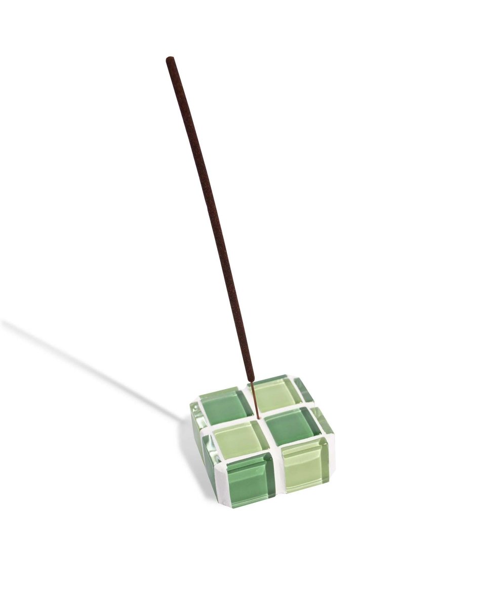 Subtle Art Studios Glass Tile Incense Holder Green Apple - Handcrafted Cube 2x2