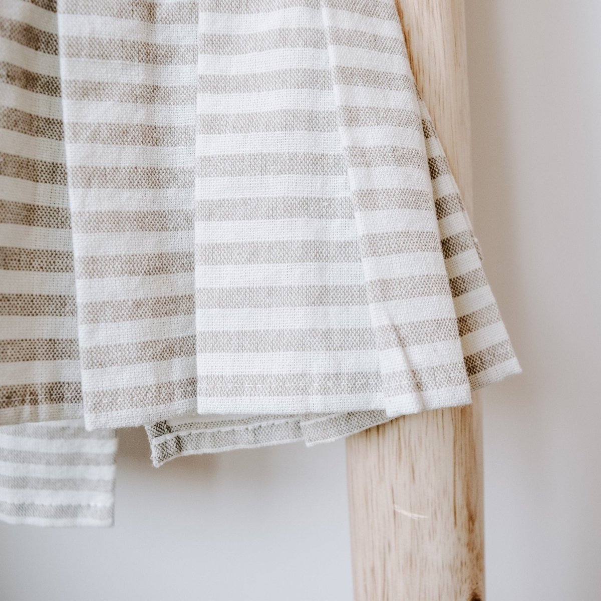 Sweet Water Decor Tan Striped Tea Towel with Ruffle - lily & onyx