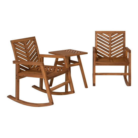 Walker Edison Vincent 3-Piece Outdoor Rocking Chair Chat Set - lily & onyx