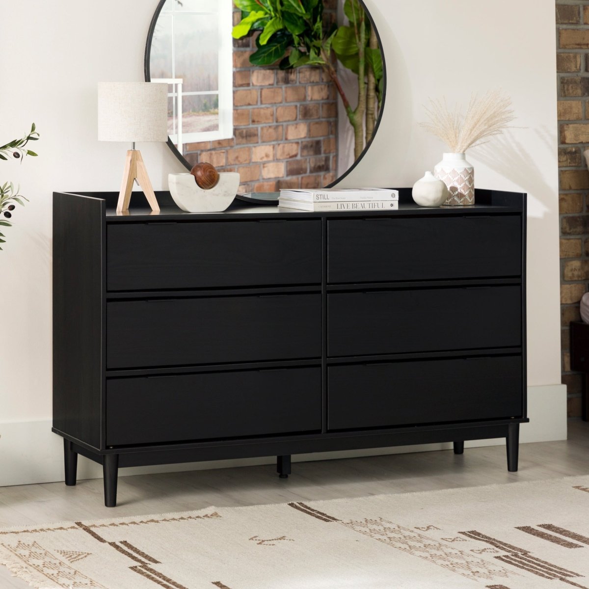 lee mid-century modern 9-drawer dresser product info and reviews Lee Mid-Century Modern Wood Dresser 6-Drawer Wide Dresser / Caramel
