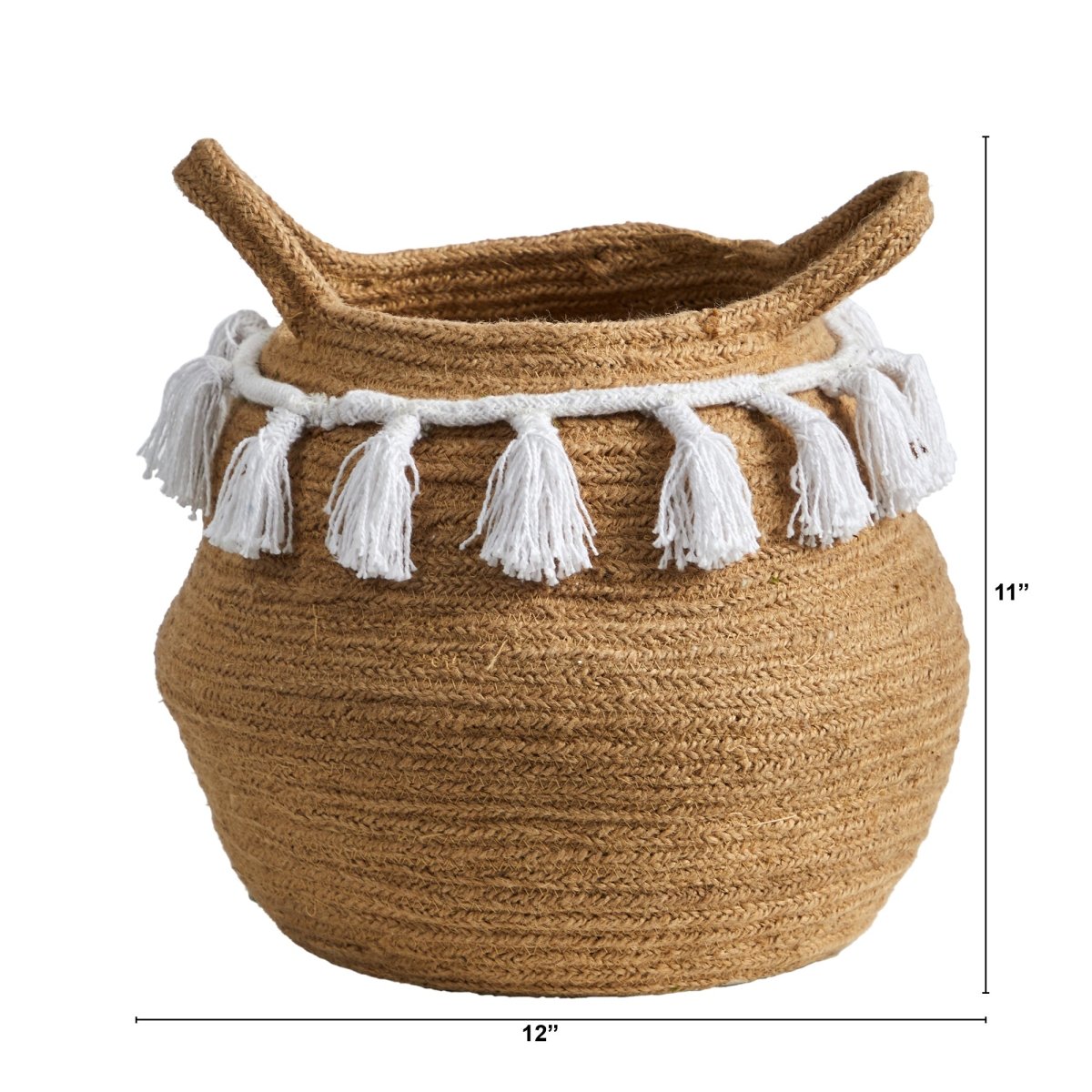 Nearly Natural 11” Boho Chic Handmade Natural Cotton Woven Planter With Tassels - lily & onyx