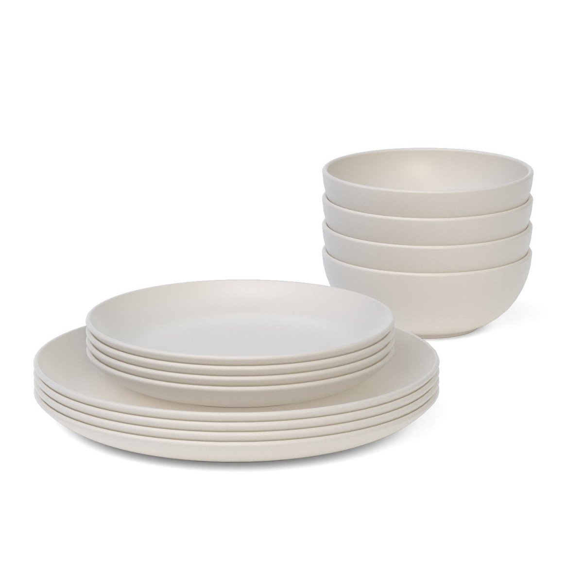 EKOBO 11" Round Dinner Plate, Set of 4 - Off White - lily & onyx