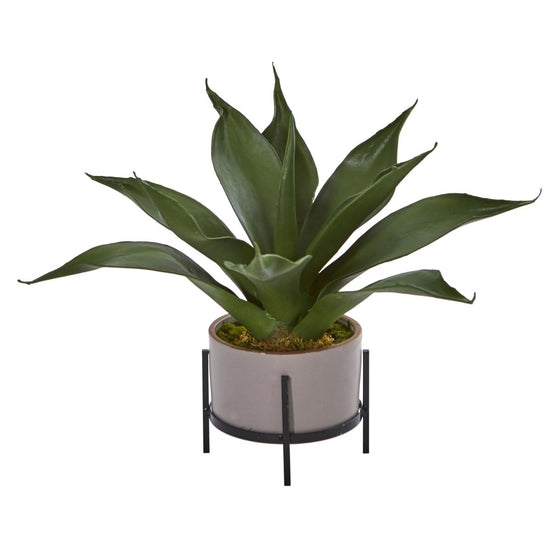 Nearly Natural 14” Agave Succulent In Decorative Planter - lily & onyx