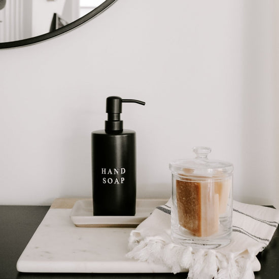 Sweet Water Decor 15oz Black Stoneware Hand Soap Dispenser - lily & onyx