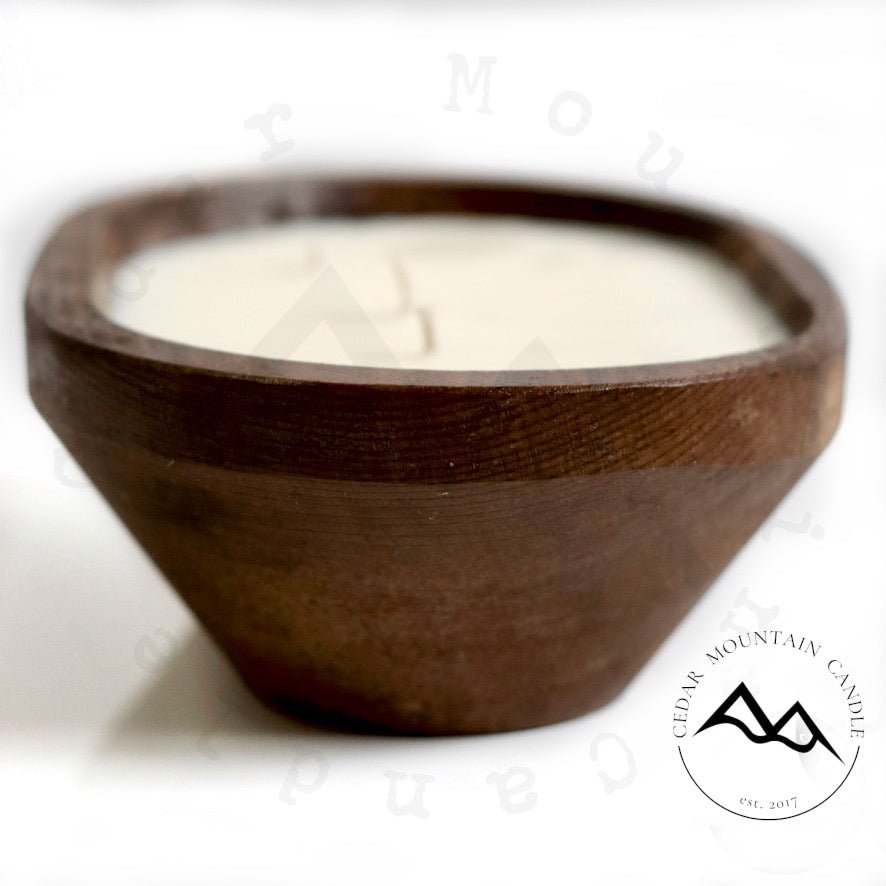 Cedar Mountain Candle 3 Wick Natural Wood Dough Bowl - lily & onyx