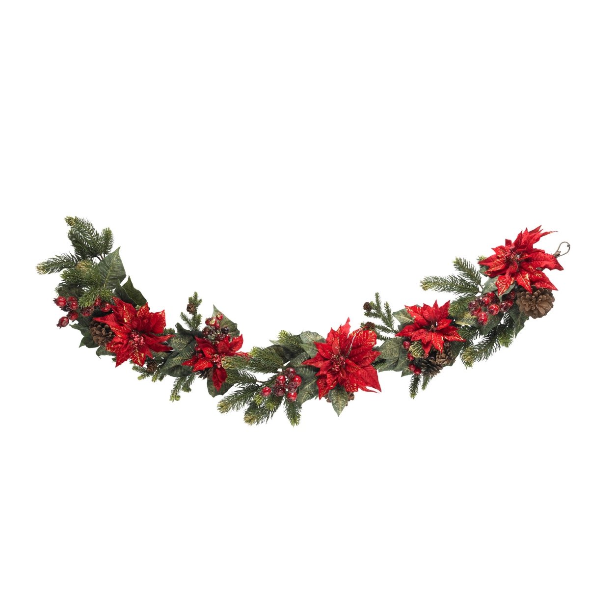 Nearly Natural 5' Poinsettia & Berry Garland - lily & onyx
