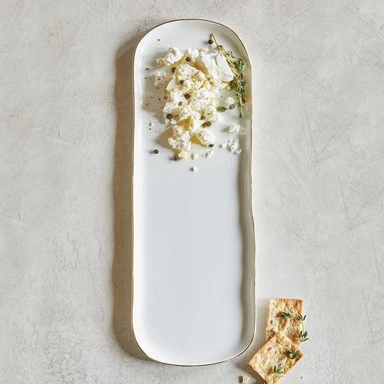 Santa Barbara Design Studio Long Ceramic Platter With Gold Rim - lily & onyx