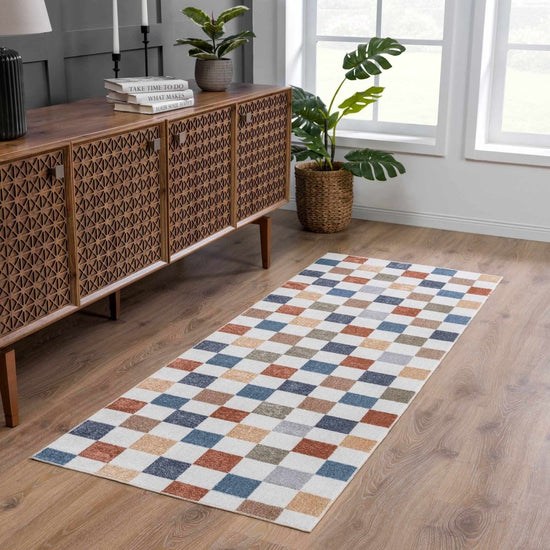 Hauteloom Alie Colorful Checkered Washable Rug - lily & onyx