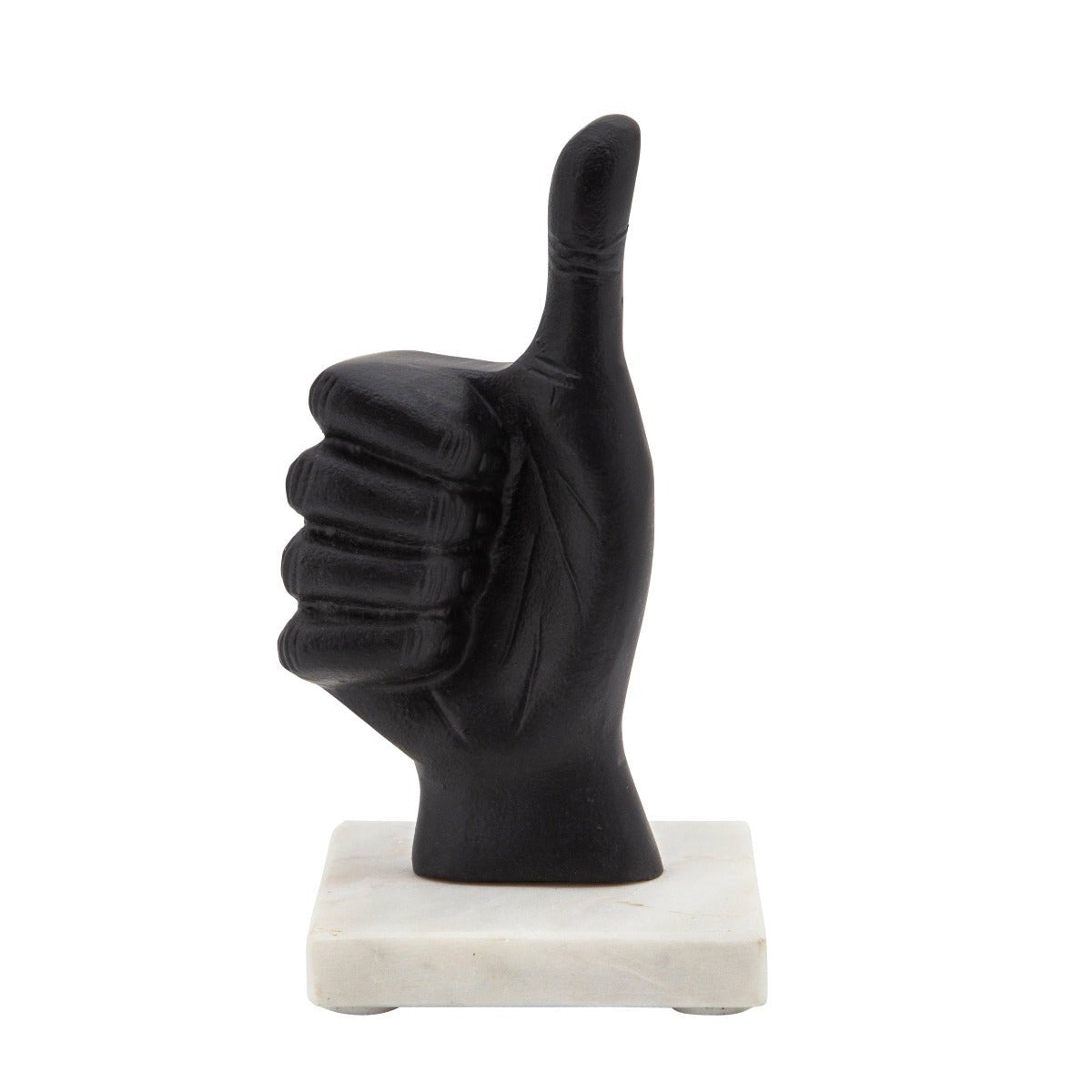 Sagebrook Home Black Metal Thumbs Up Figurine on Marble Base, 8"H - lily & onyx
