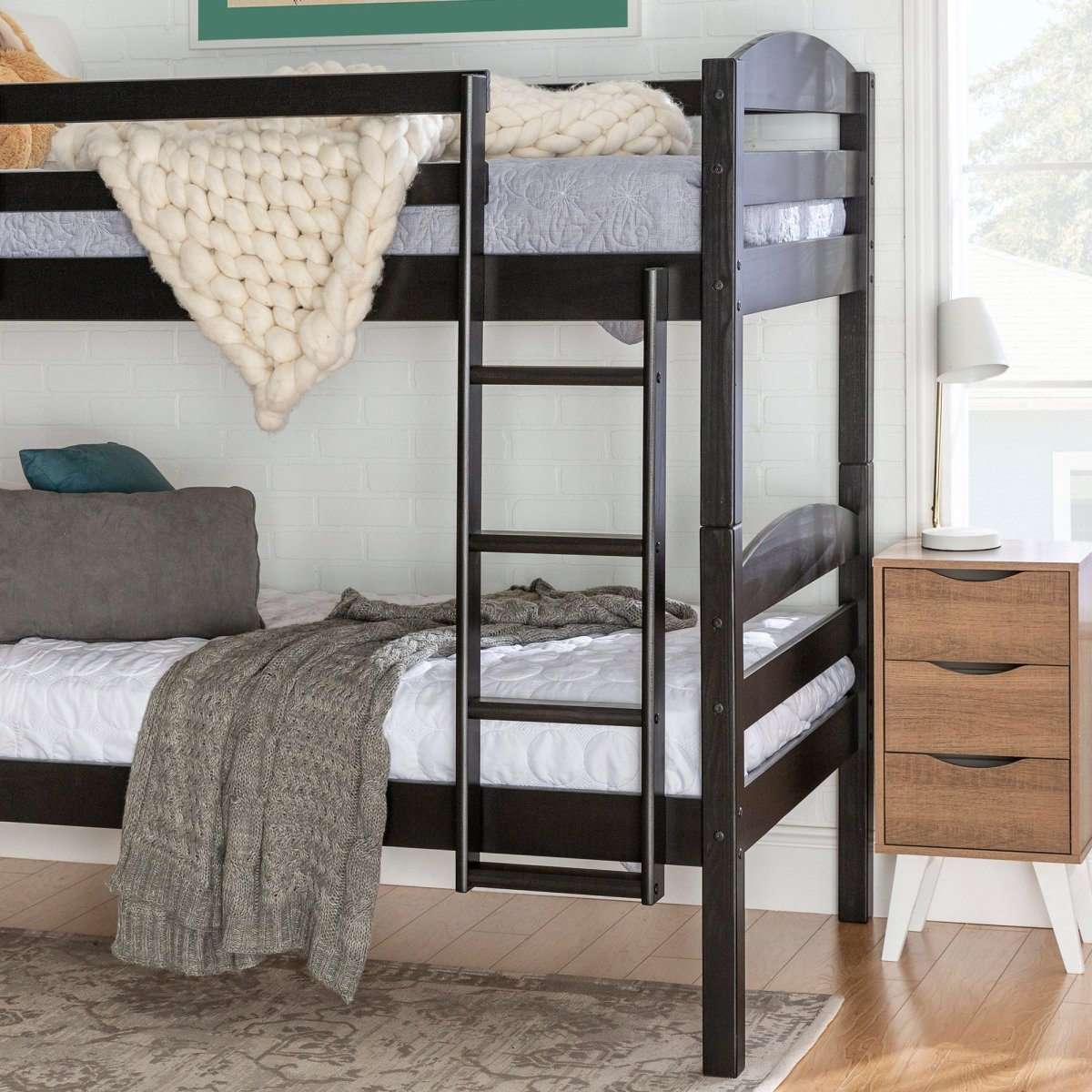 Walker Edison Carolina Transitional Solid Wood Twin-over-Twin Bunk Bed - lily & onyx
