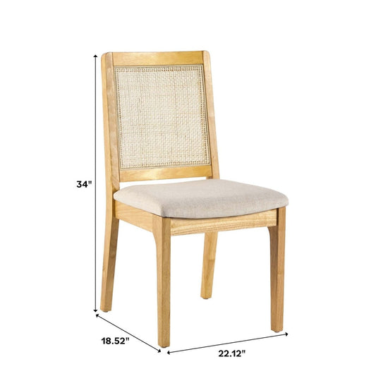 Walker Edison Catalina Solid Wood Dining Chair with Rattan Inset Back, Set of 2 - lily & onyx