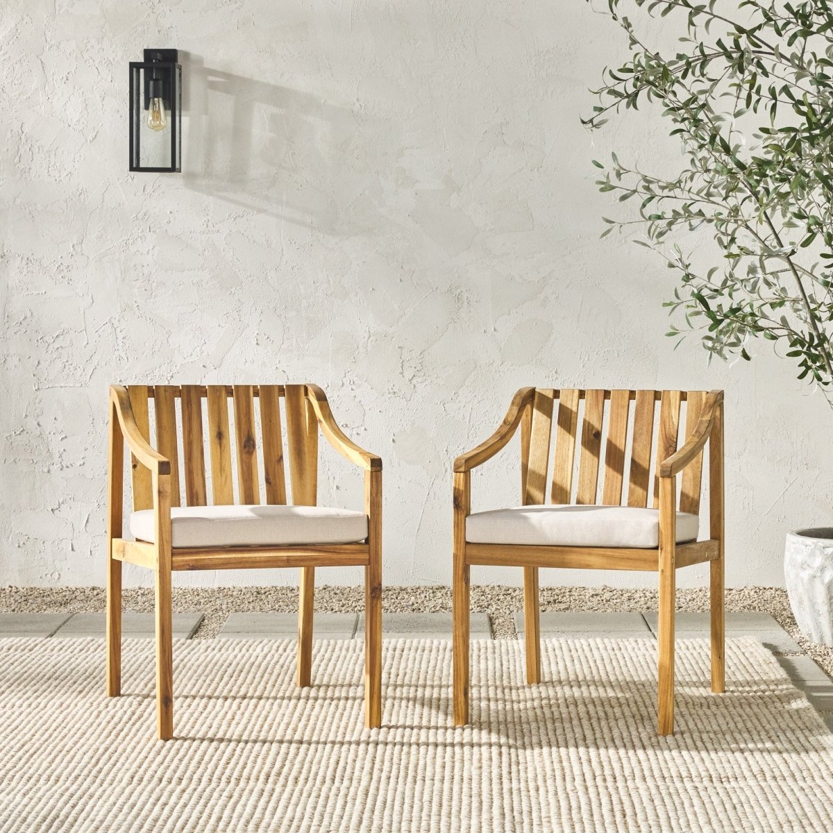 Walker Edison Cologne 2-Piece Modern Solid Wood Outdoor Dining Chair Set - lily & onyx