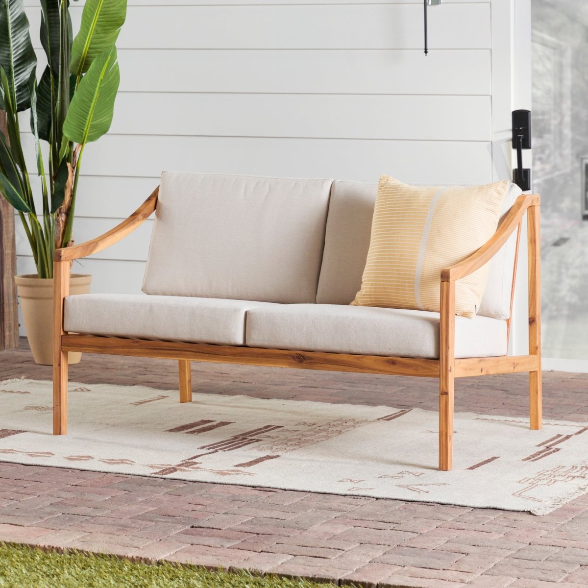 Walker Edison Cologne Modern Solid Wood Outdoor Loveseat - lily & onyx