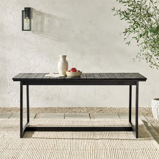 Walker Edison Cologne Modern Solid Wood Slat-Top Outdoor Dining Table - lily & onyx