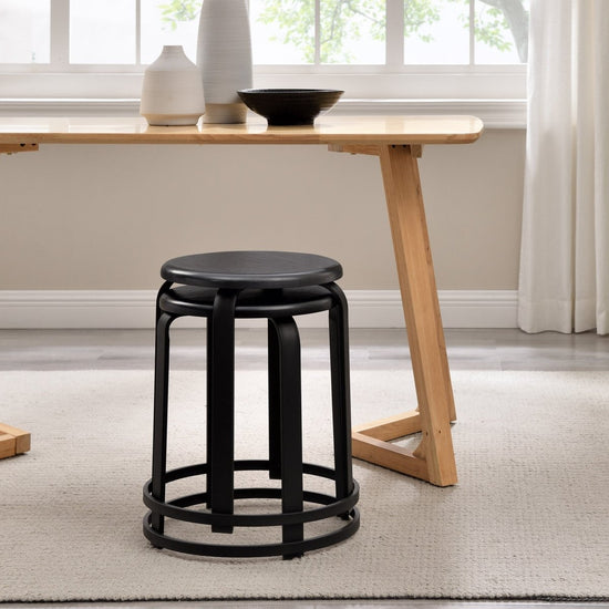 Walker Edison Colton 18" Metal and Wood Round Kitchen Stool - lily & onyx