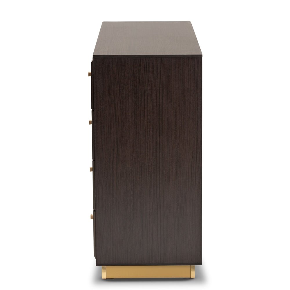 Baxton Studio Cormac Modern And Contemporary Wood And Gold Metal 8 Drawer Dresser - lily & onyx