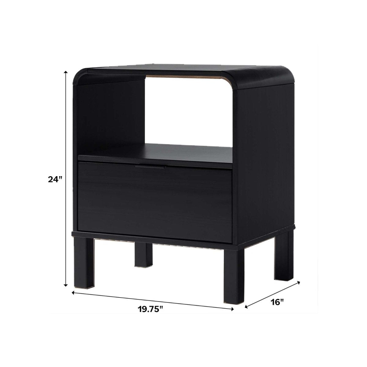 Walker Edison Elias Modern Curved-Frame Solid Wood Nightstand - lily & onyx
