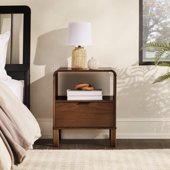 Walker Edison Elias Modern Curved-Frame Solid Wood Nightstand - lily & onyx