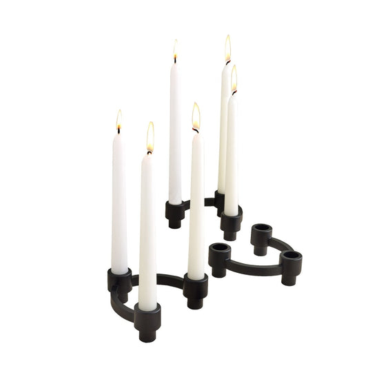 texxture Eos Matte Black Aluminum Candleholders, Set Of 5 - lily & onyx