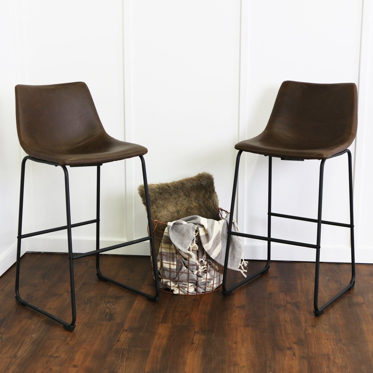 Walker Edison Faux Leather Bar Stools - lily & onyx