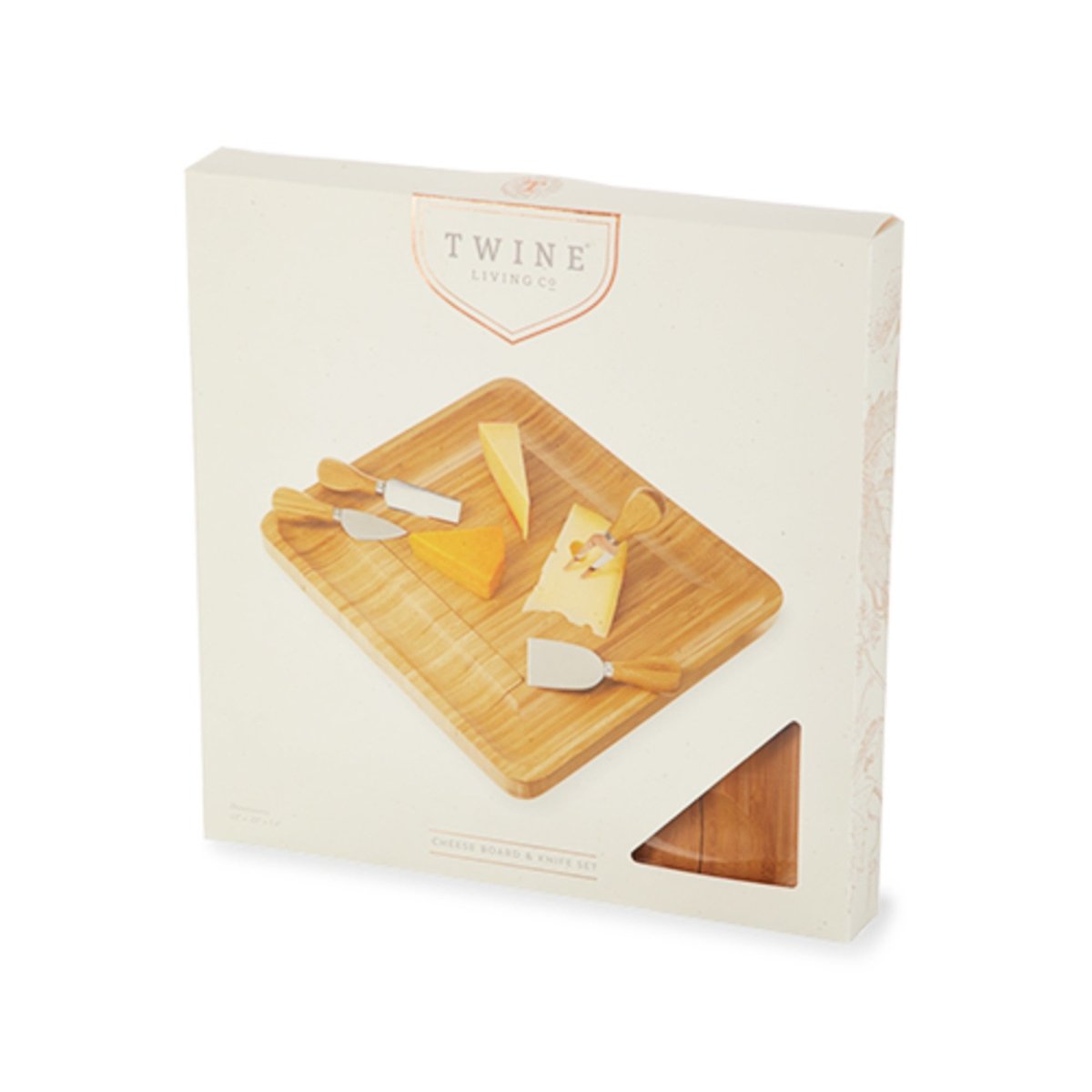 Twine Four Piece Bamboo Cheese Board and Knife Set - lily & onyx
