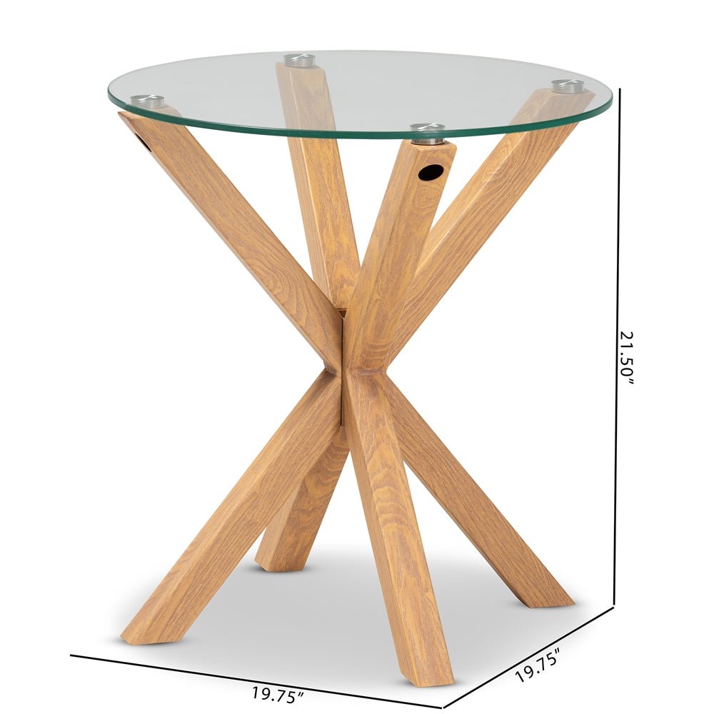 Baxton Studio Glass And Wood Finished End Table - lily & onyx