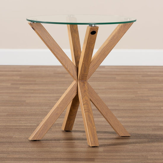 Baxton Studio Glass And Wood Finished End Table - lily & onyx