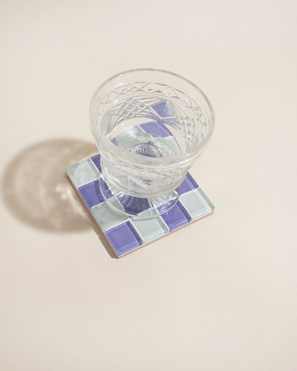 Subtle Art Studios Glass Tile Coaster - Lavender Latte - lily & onyx
