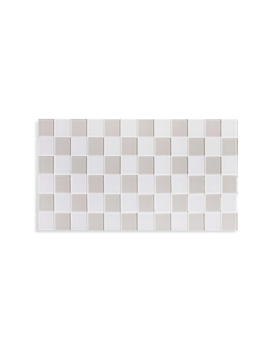 Subtle Art Studios Glass Tile Decorative Tray - Beige & White Checkered - lily & onyx